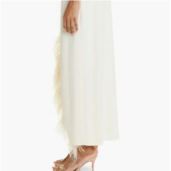 Lapointe Ostrich Feather Skirt Cream NWT Size 4 - Picture 2 of 7